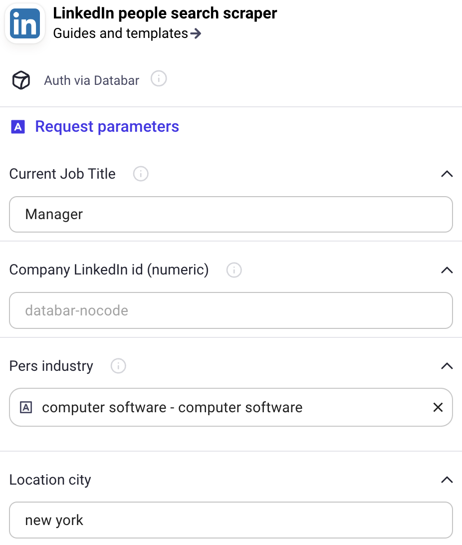 LinkedIn People Search Scraper Criteria