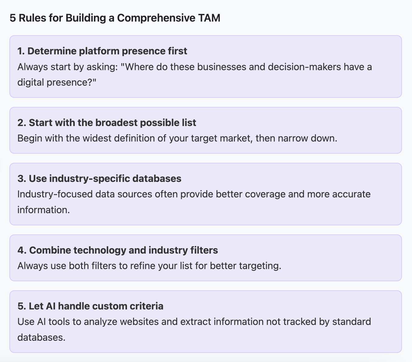 5 rules to build a TAM