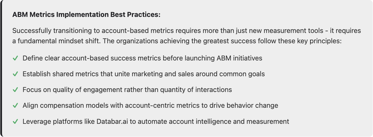 ABM implementation checklist