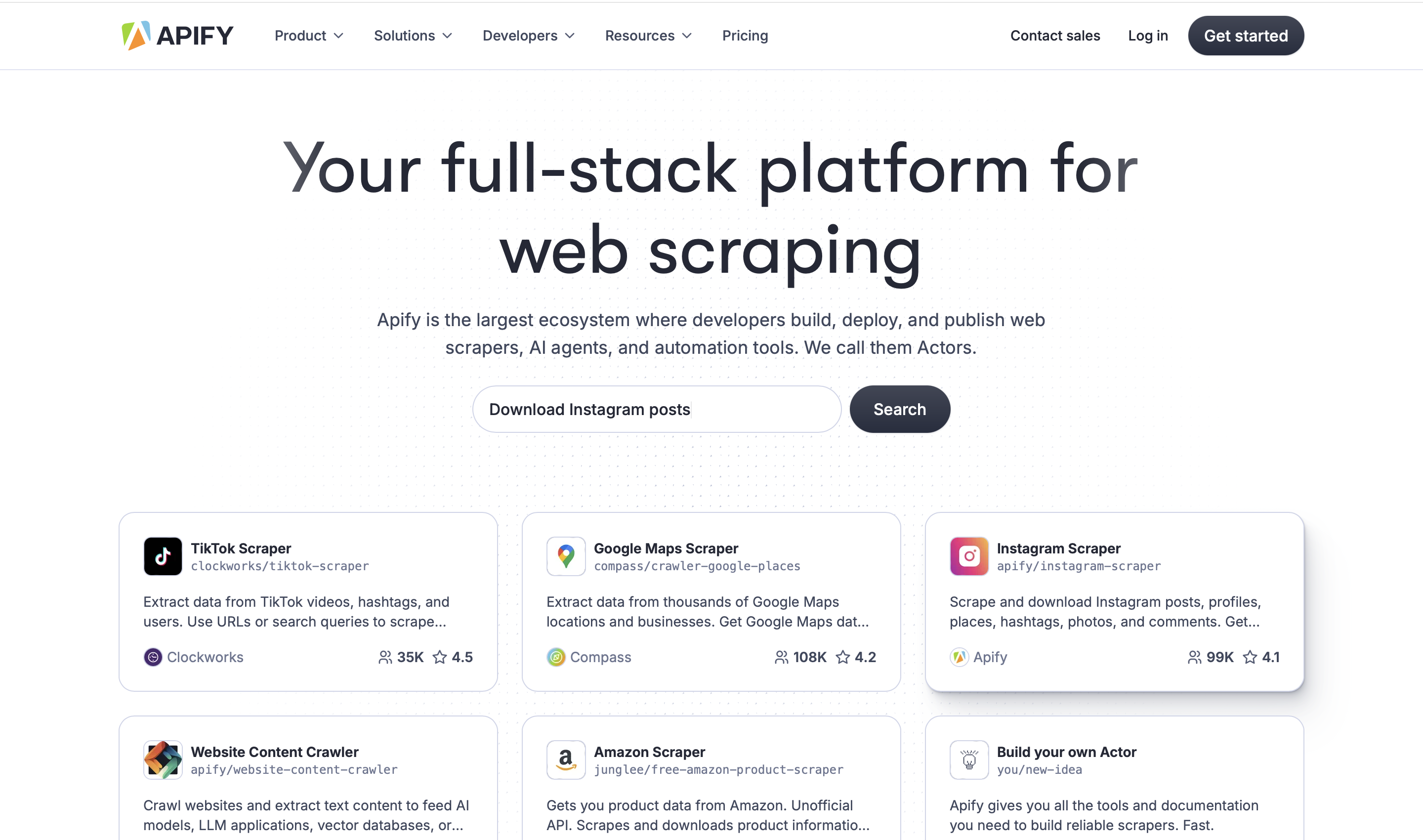 Apify home