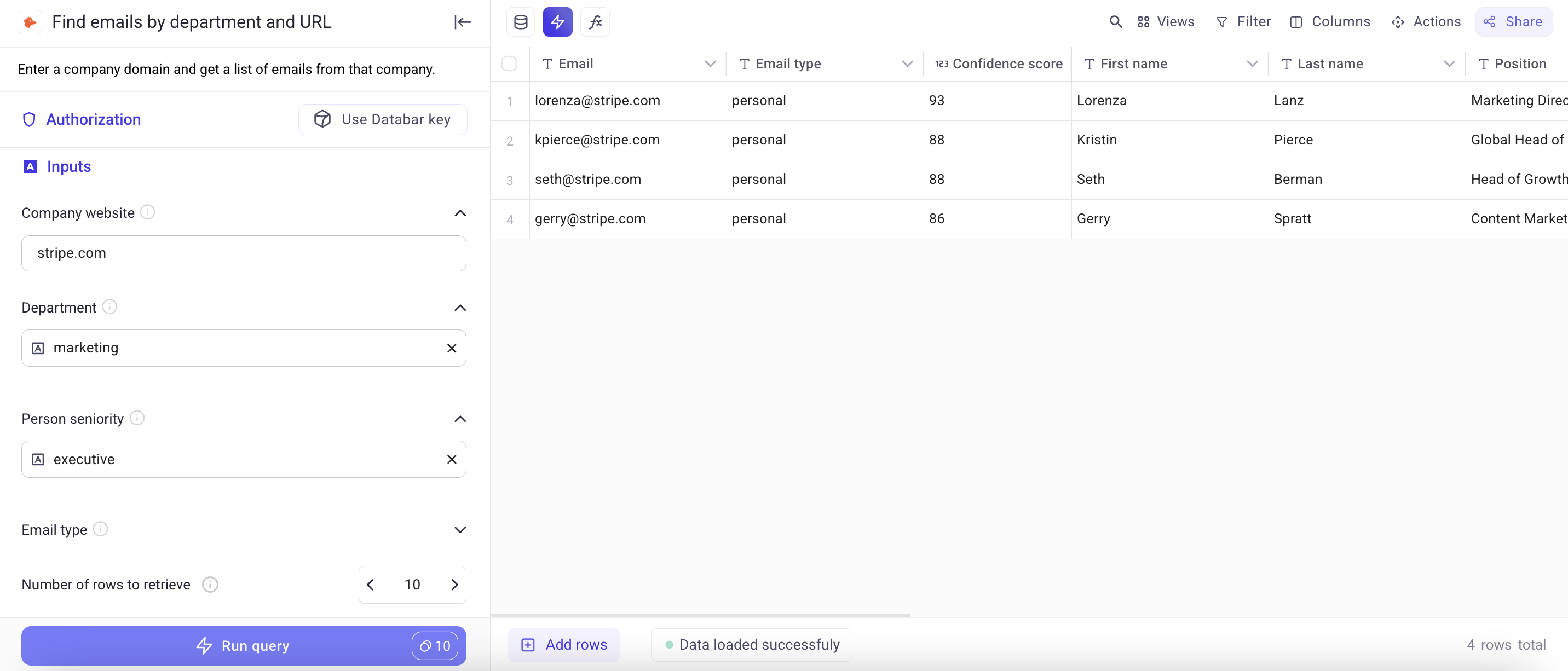 Hunter.io results