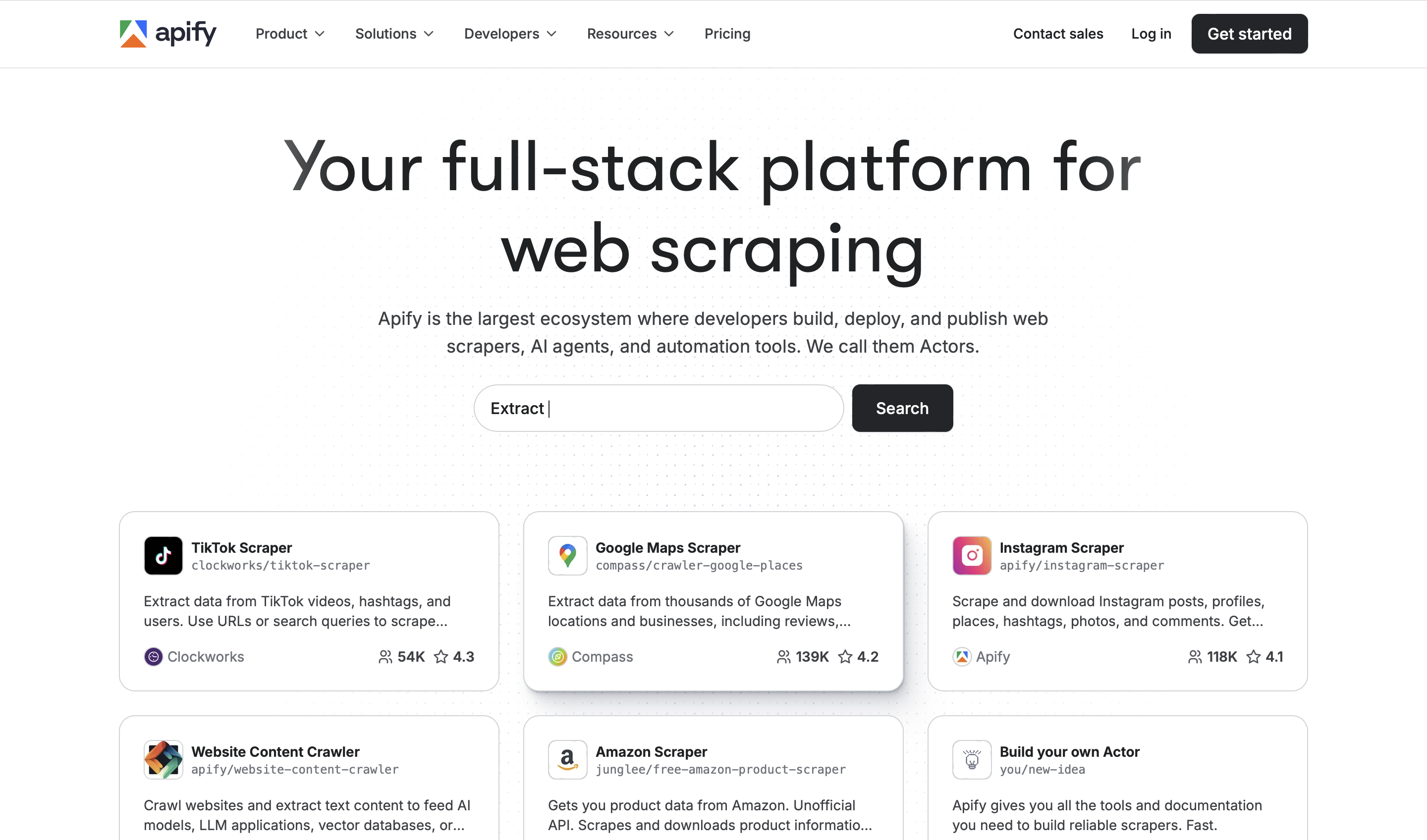 Apify home