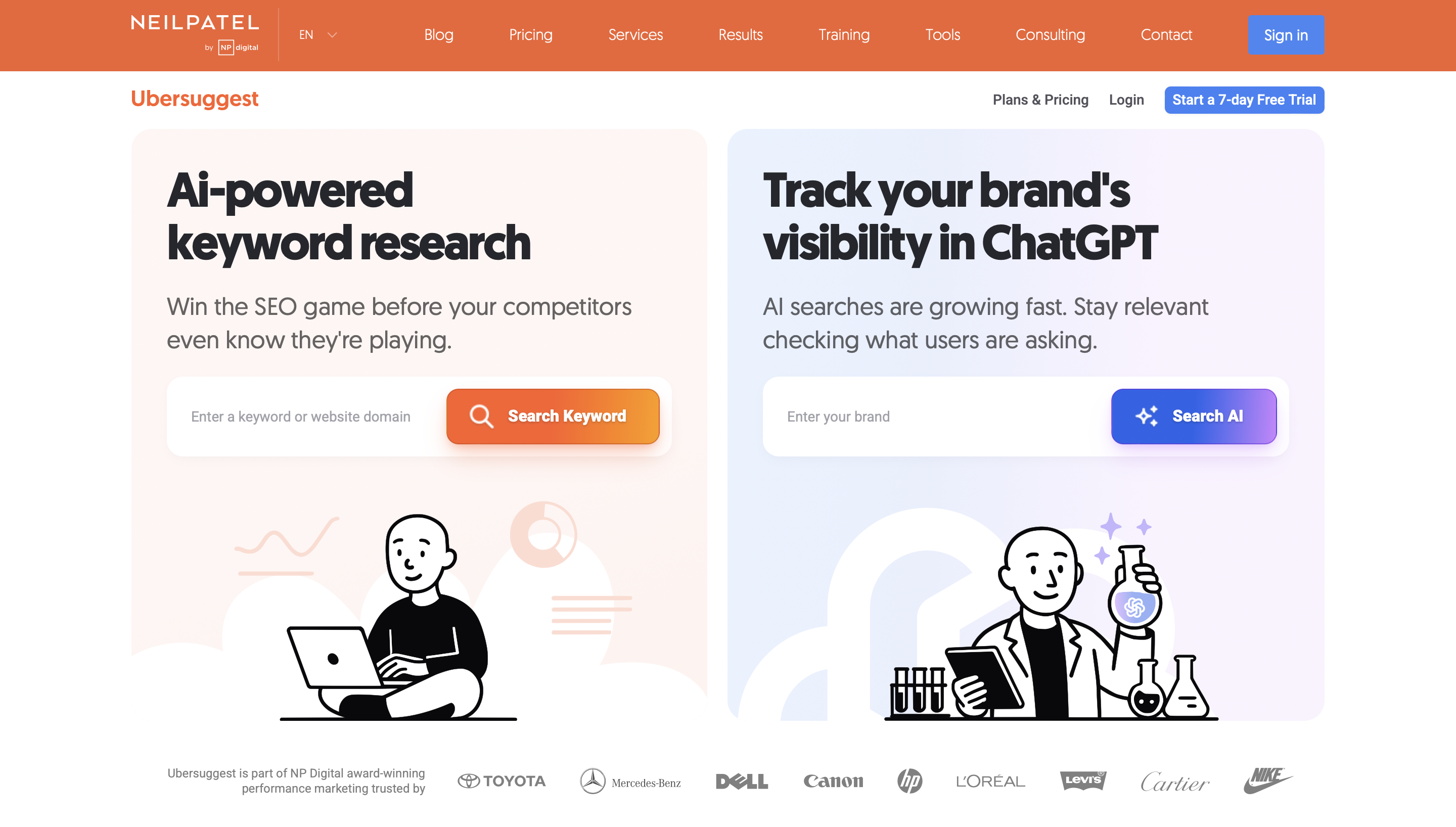Ubersuggest home