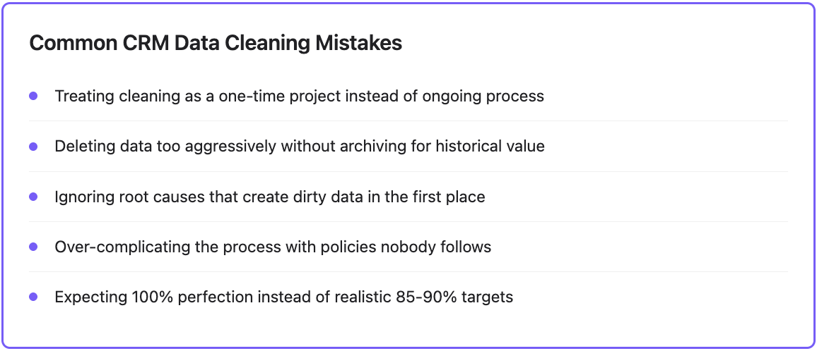 Common CRM data cleaning mistakes