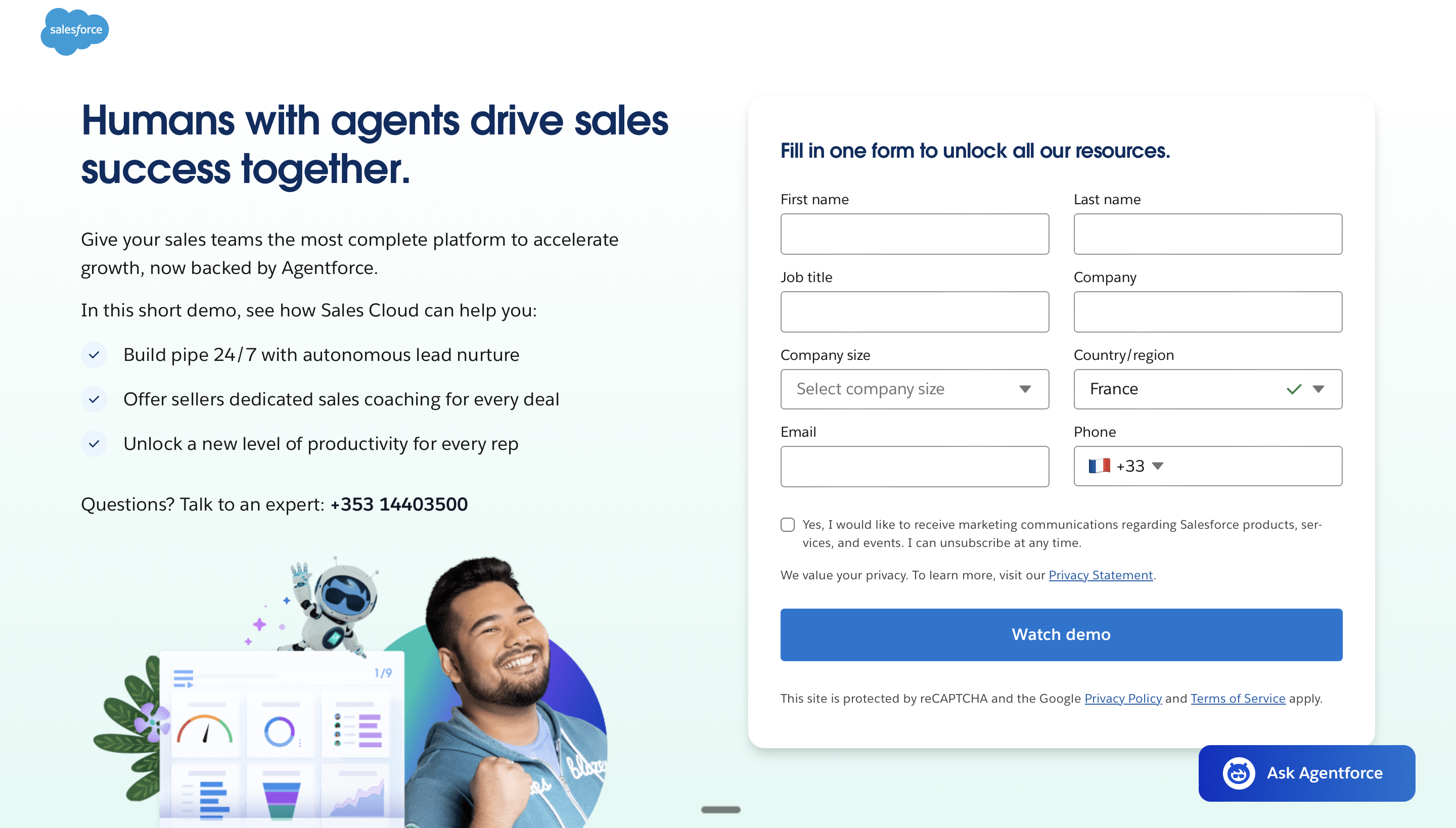 Salesforce landing page